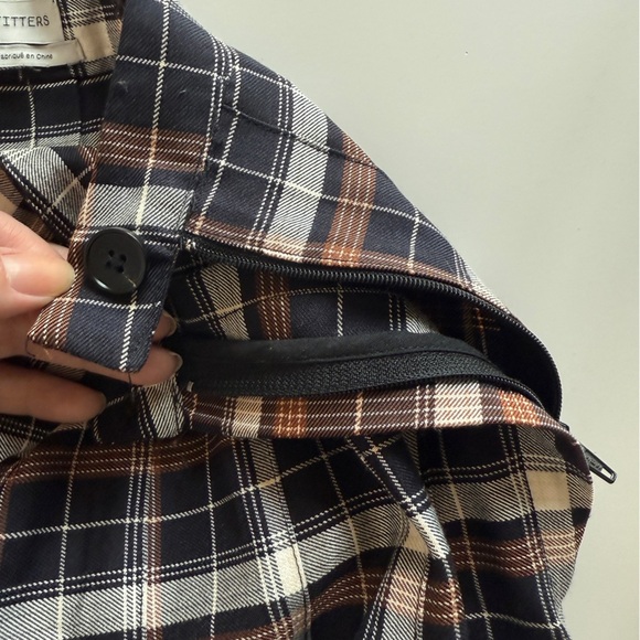 Urban Outfitters Plaid Pleated Mini Skirt Fall Halloween Black Orange Academia M - Picture 9 of 13